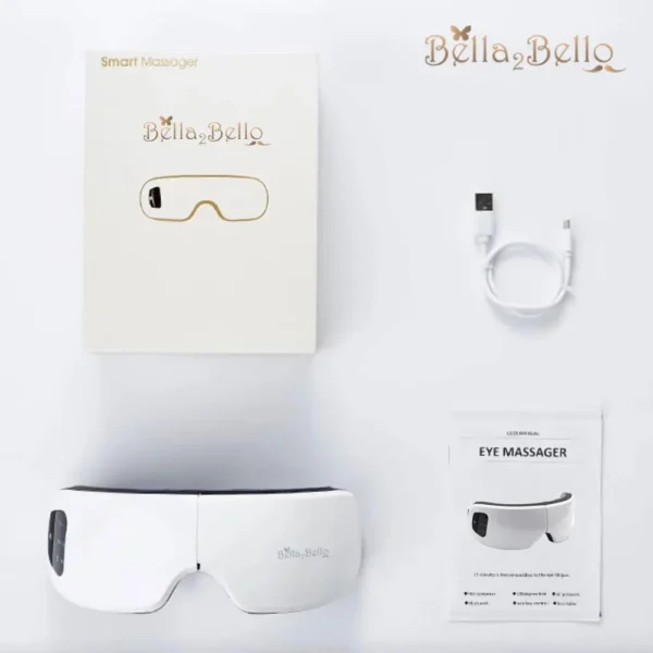 bella2bello's electric bluetooth 3d air compression vibration eye massager with heating system